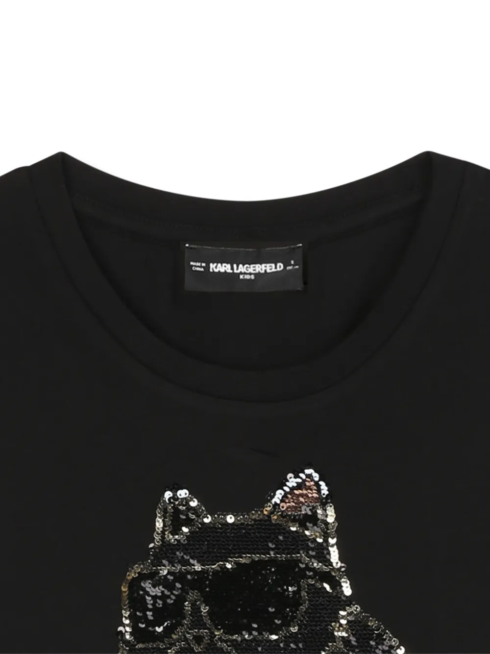 Karl Lagerfeld Kids Choupette T-shirt met pailletten Zwart