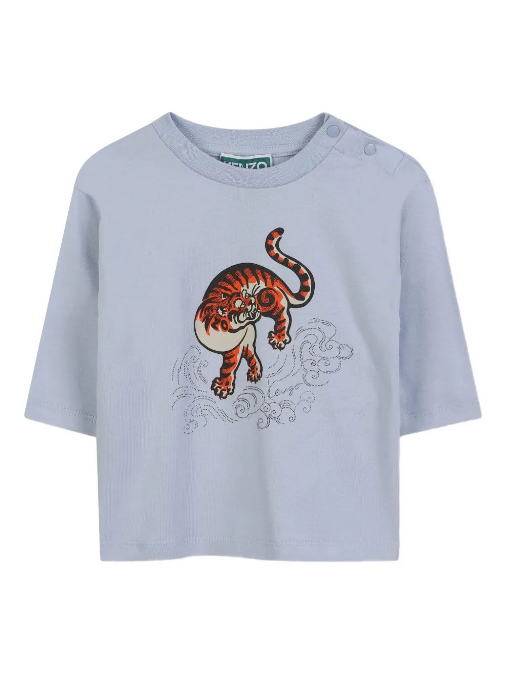 Kenzo Kids T-shirt met tijgerprint Blauw