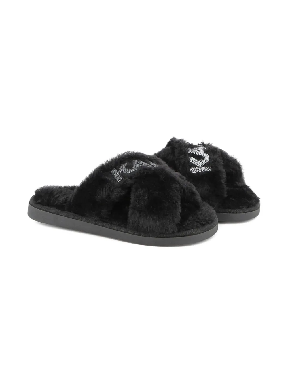 Karl Lagerfeld Kids Slippers van imitatiebont - Zwart