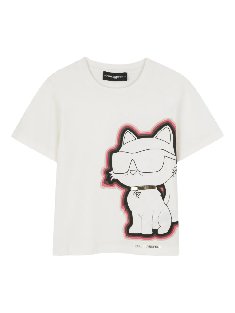 Karl Lagerfeld Kids T-shirt met Choupette-print Wit