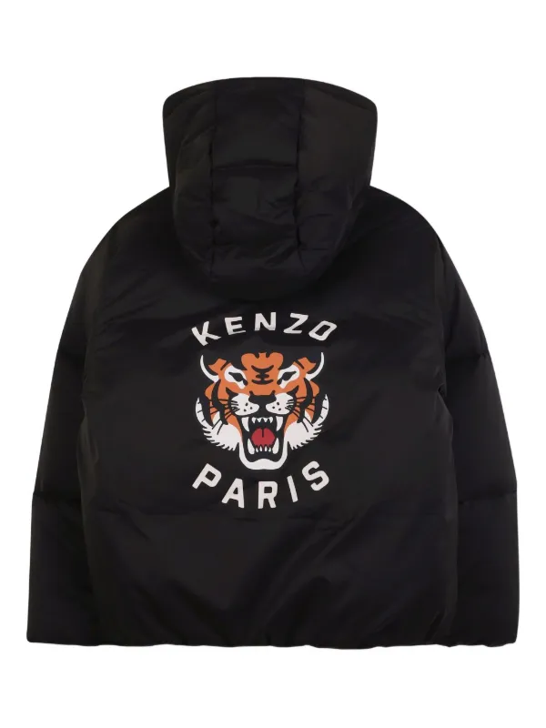 KENZO ブラック フード付きアウター Kenzo Kids Padded Hooded Jacket | Black | FARFETCH