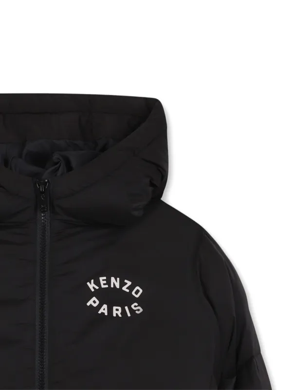 Kenzo Kids Padded Hooded Jacket | Black | FARFETCH