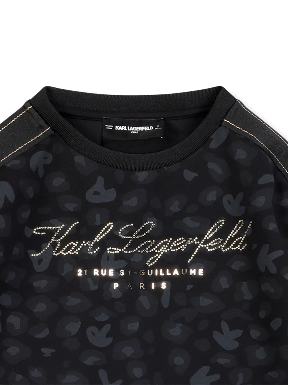 Karl Lagerfeld Kids Sweaterjurk met luipaardprint Zwart
