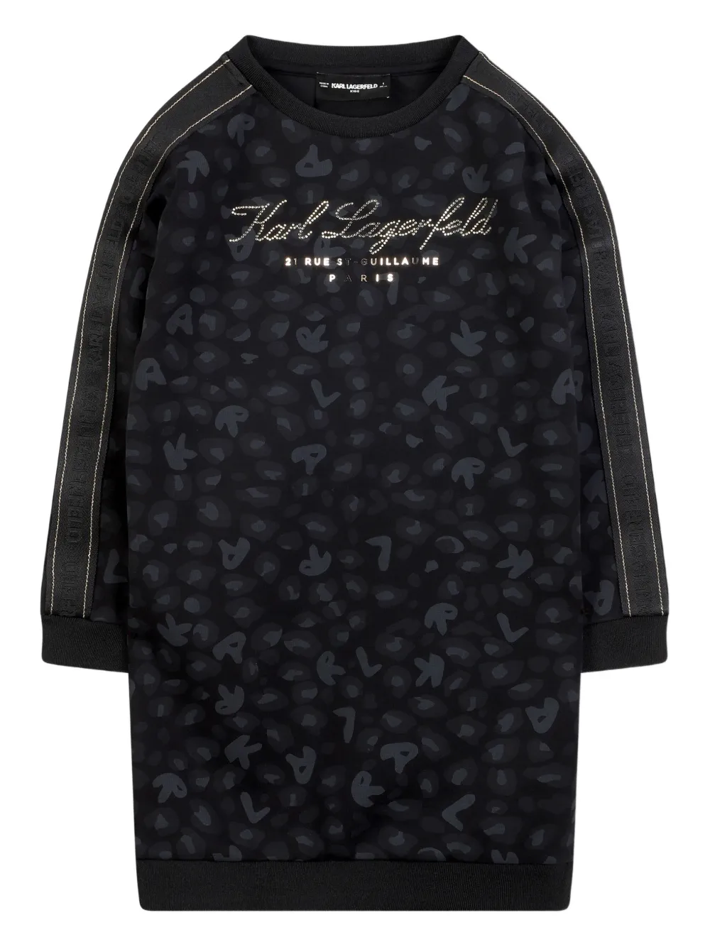 Karl Lagerfeld Kids Sweaterjurk met luipaardprint Zwart