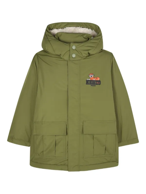Kenzo Kids フーデッド コート | グリーン | FARFETCH JP