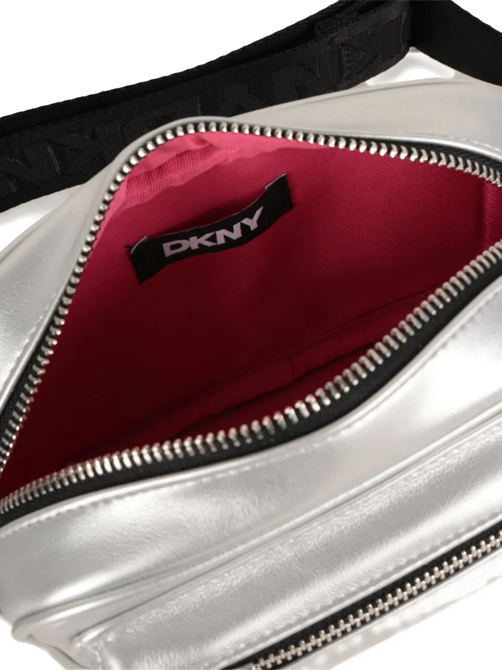 Dkny Kids Metallic leren schoudertas Zilver