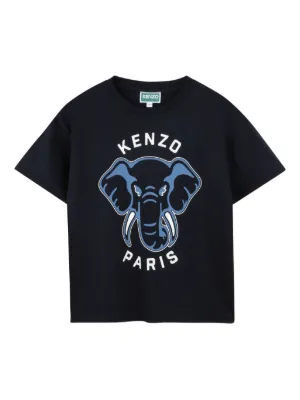 新作KENZO タイガーロゴ ブラック Tシャツ　キッズ　130 Kenzo Kids タイガーグラフィック Tシャツ | ブルー | FARFETCH JP