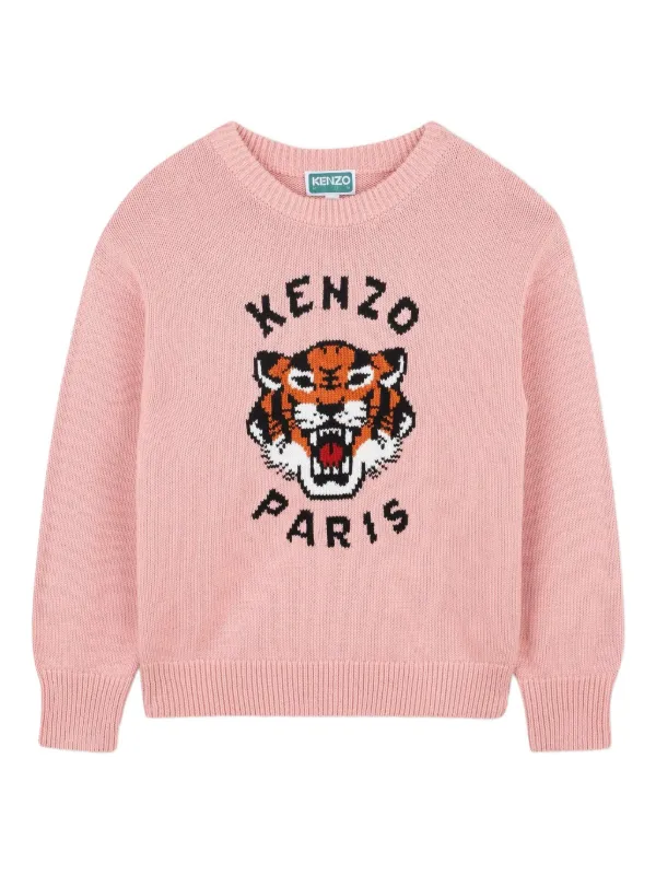 Kenzo Kids Pull à Motif Tiger Head Rose FARFETCH TN