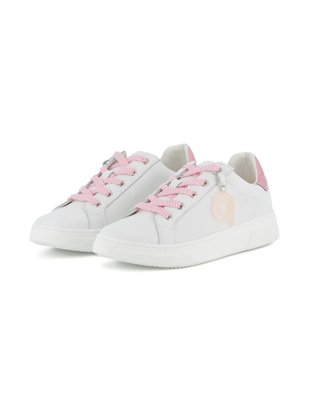 Karl Lagerfeld Kids leather lace-up sneakers White