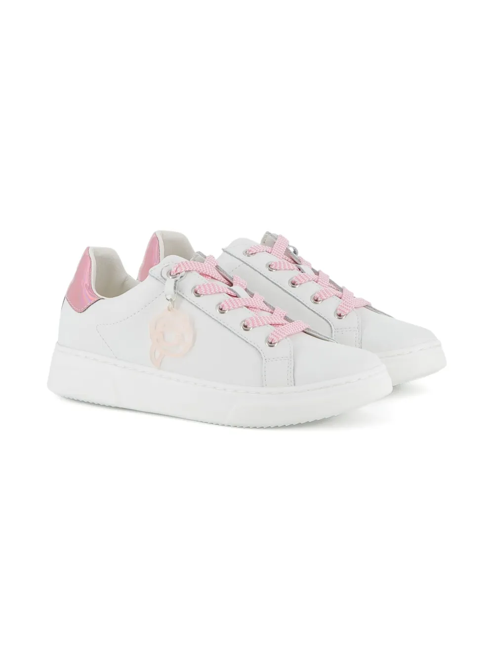 Karl Lagerfeld Kids leather lace-up sneakers White