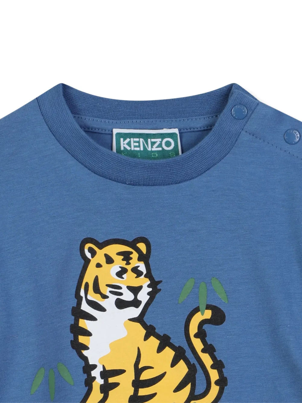 Kenzo Kids T-shirt met tijgerprint Blauw