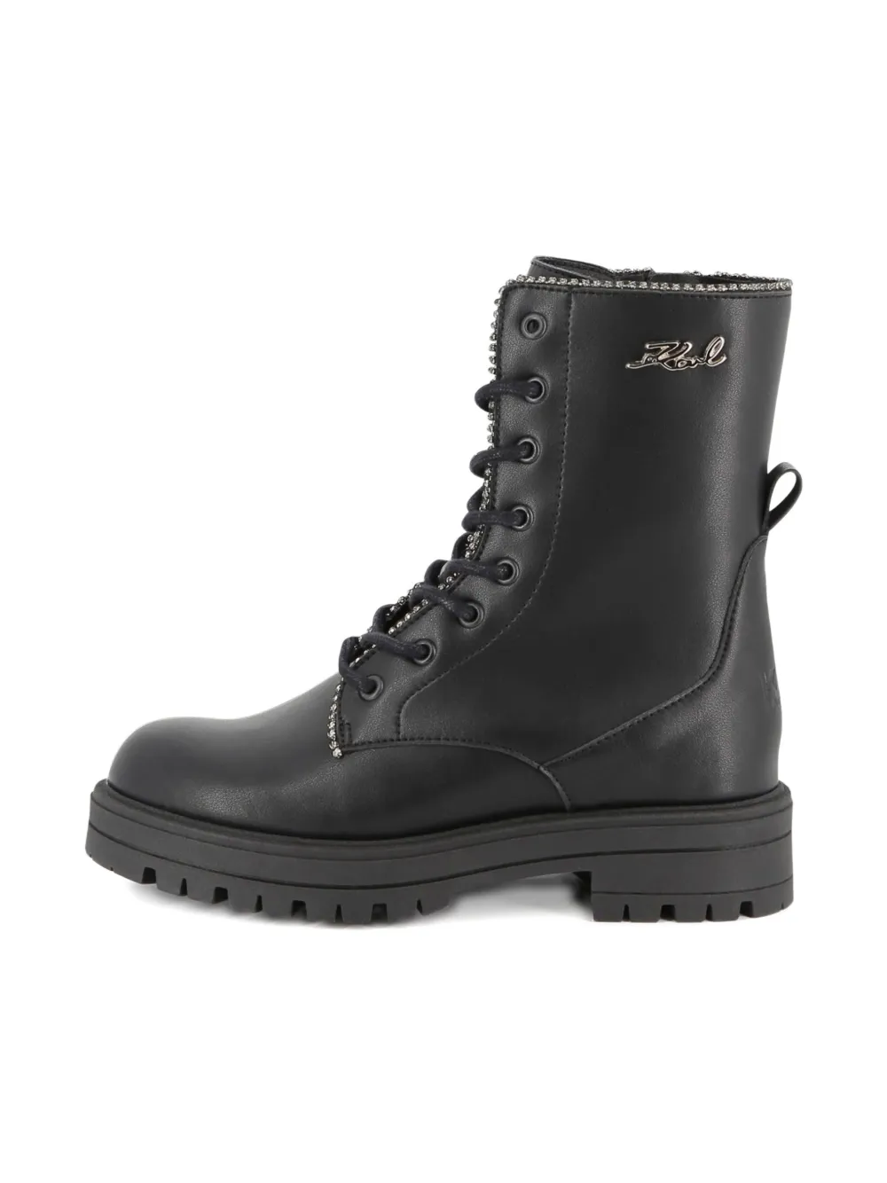 Karl Lagerfeld Kids logo-lettering lace-up ankle boots Black