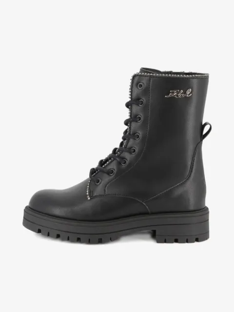 Karl Lagerfeld Kids bottes lacées à plaque logo
