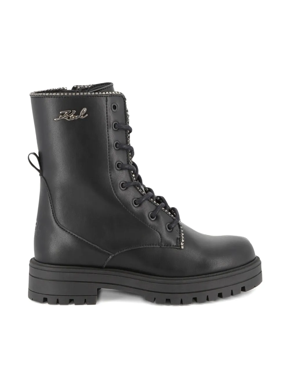 Karl Lagerfeld Kids logo-lettering lace-up ankle boots Black