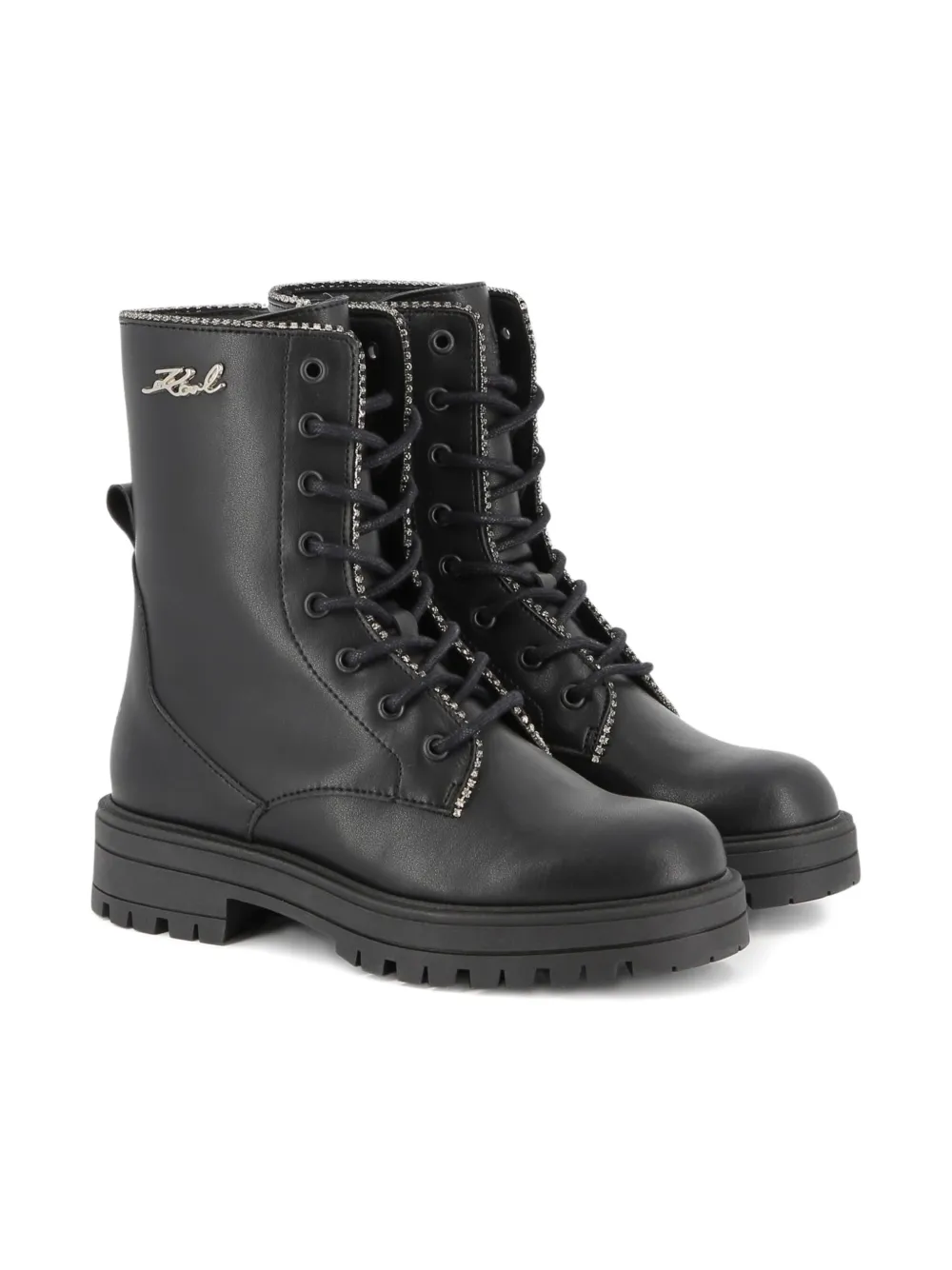 Logo-Lettering Lace-Up Ankle Boots