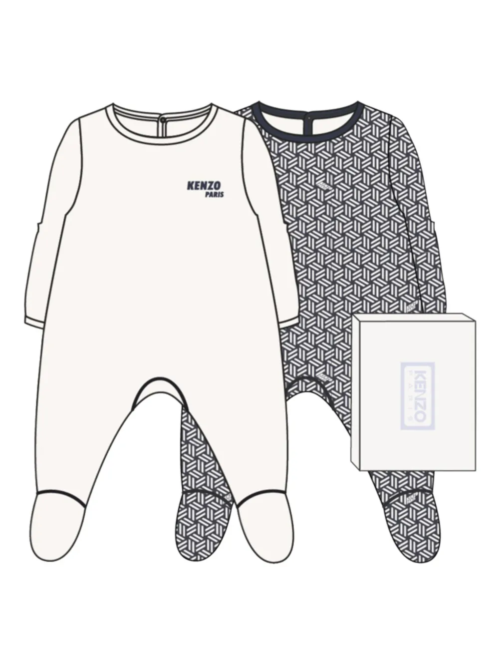 Kenzo Kids Pyjama met geometrische print en lange mouwen Wit
