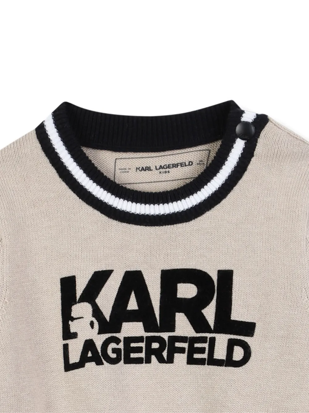 Karl Lagerfeld Kids Romper met logodetail en lange mouwen Beige