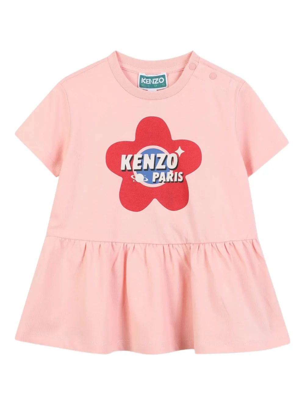 Kenzo Kids Jurk met bloe print Roze