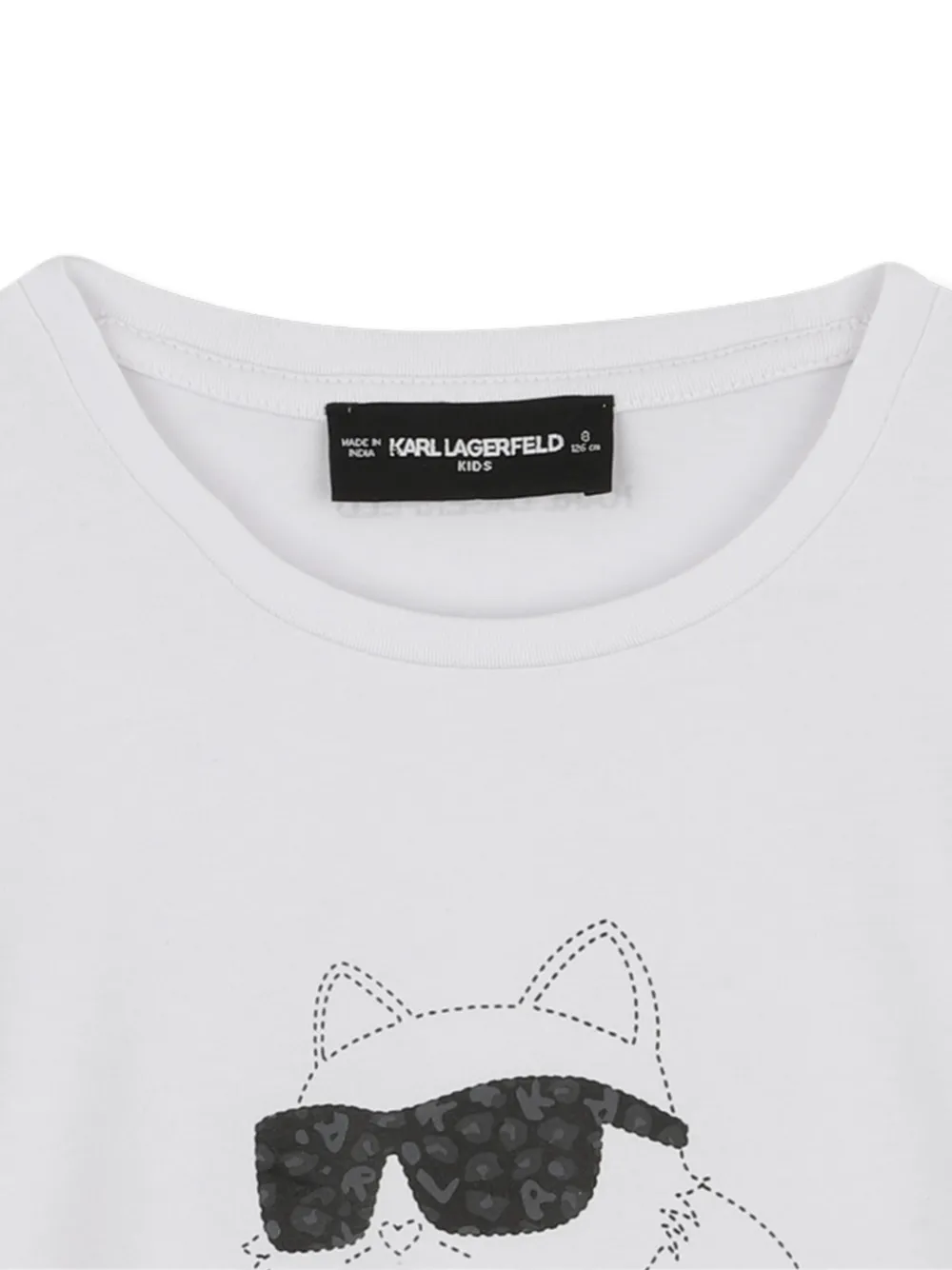 Karl Lagerfeld Kids T-shirt met Choupette-print en lange mouwen Wit