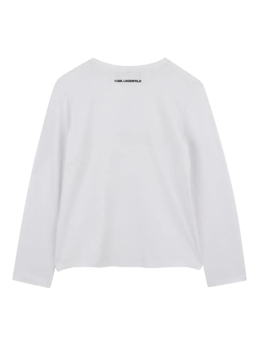 Karl Lagerfeld Kids T-shirt met Choupette-print en lange mouwen Wit