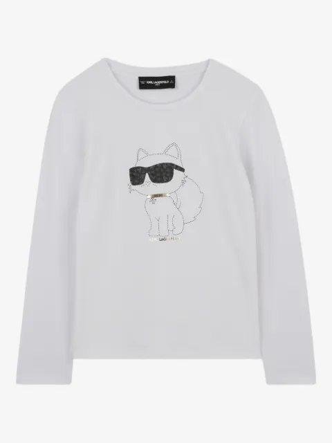 Karl Lagerfeld Kids playera manga larga con estampado Choupette