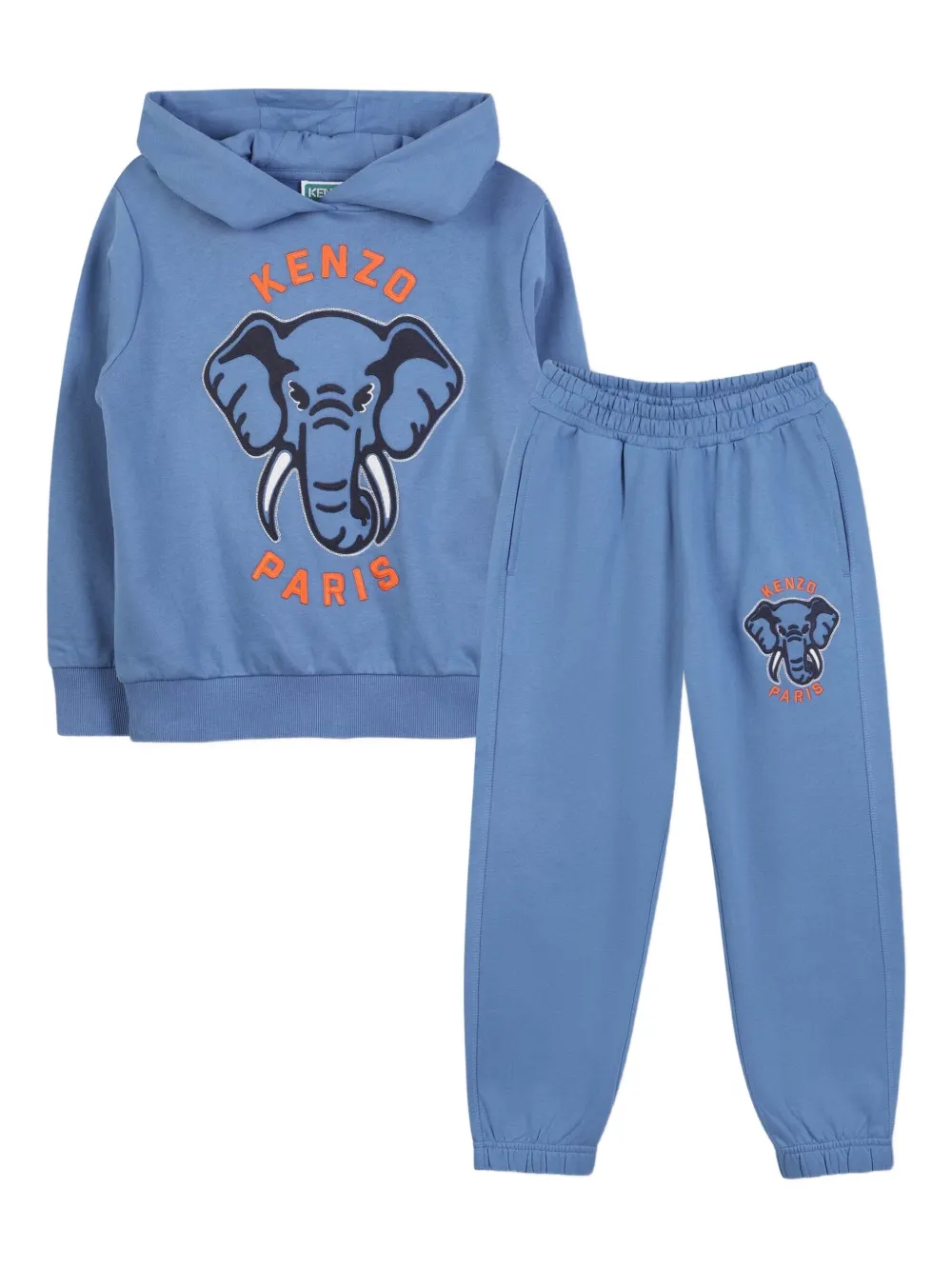 Kenzo Kids Trainingspak met olifantpatroon en capuchon Blauw