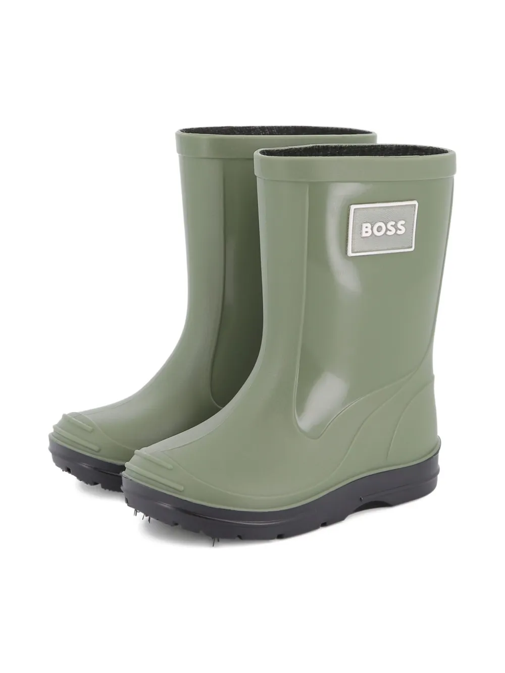 BOSS Kidswear logo-patch wellington boots Green