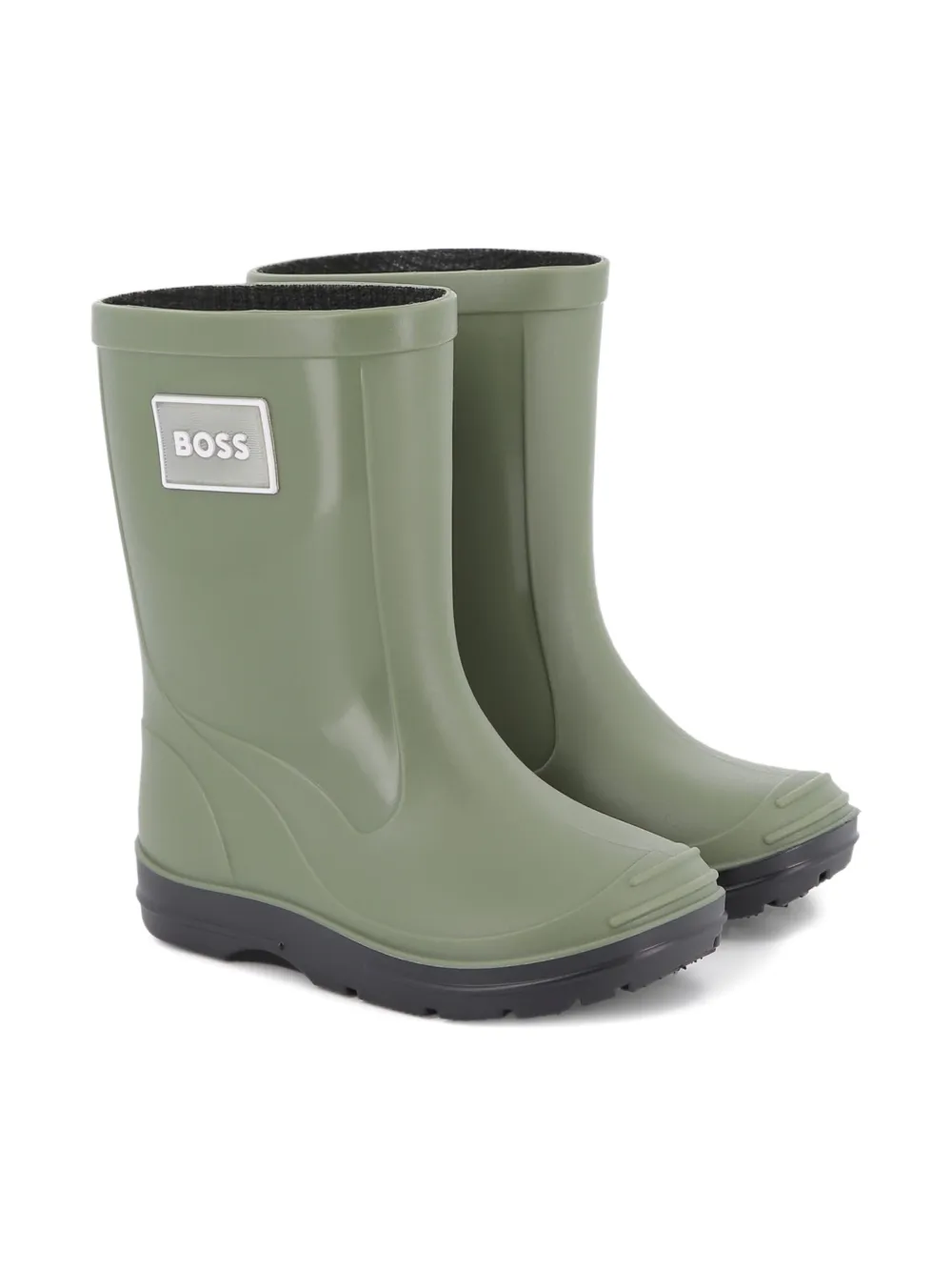 BOSS Kidswear logo-patch wellington boots Green