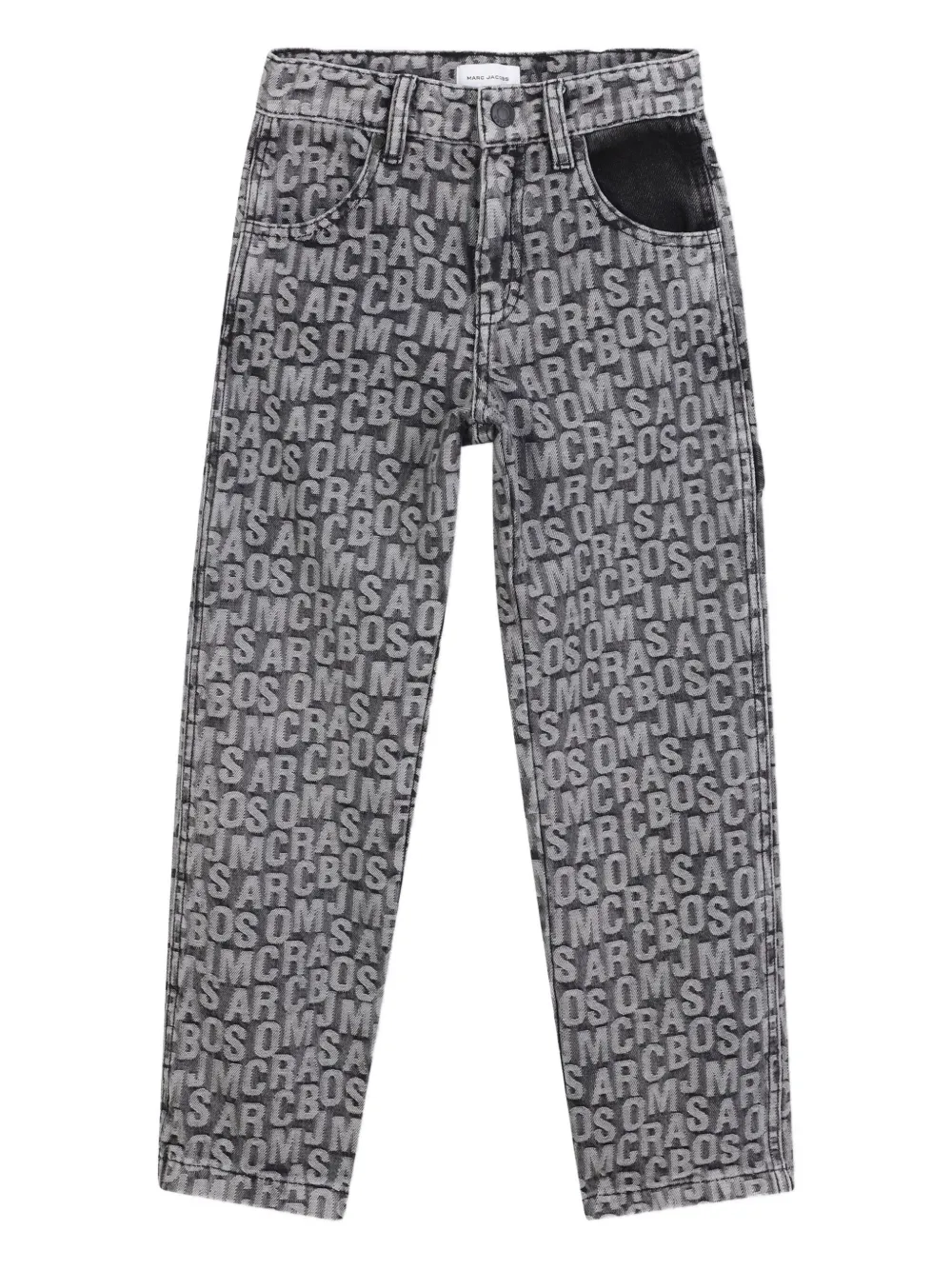 Marc Jacobs Kids' Logo-print Straight-leg Jeans In Black