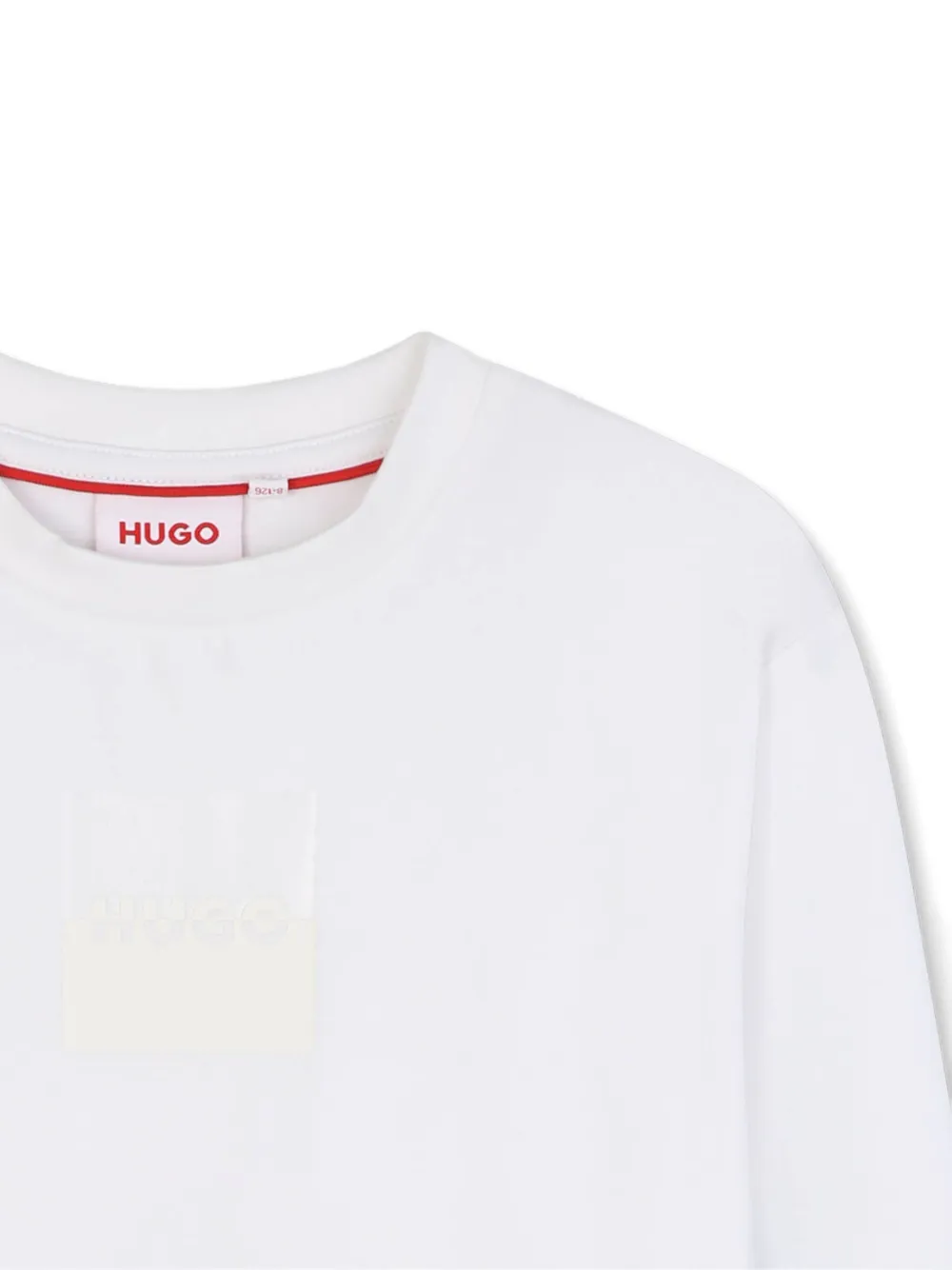 HUGO KIDS T-shirt met logoprint en lange mouwen Wit