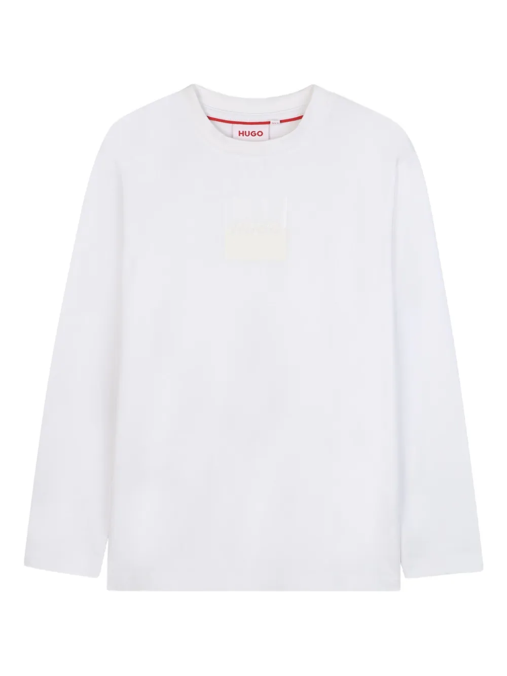 HUGO KIDS T-shirt met logoprint en lange mouwen Wit