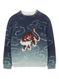 Kenzo Kids tiger-motif cloud-patterned sweater - Blue