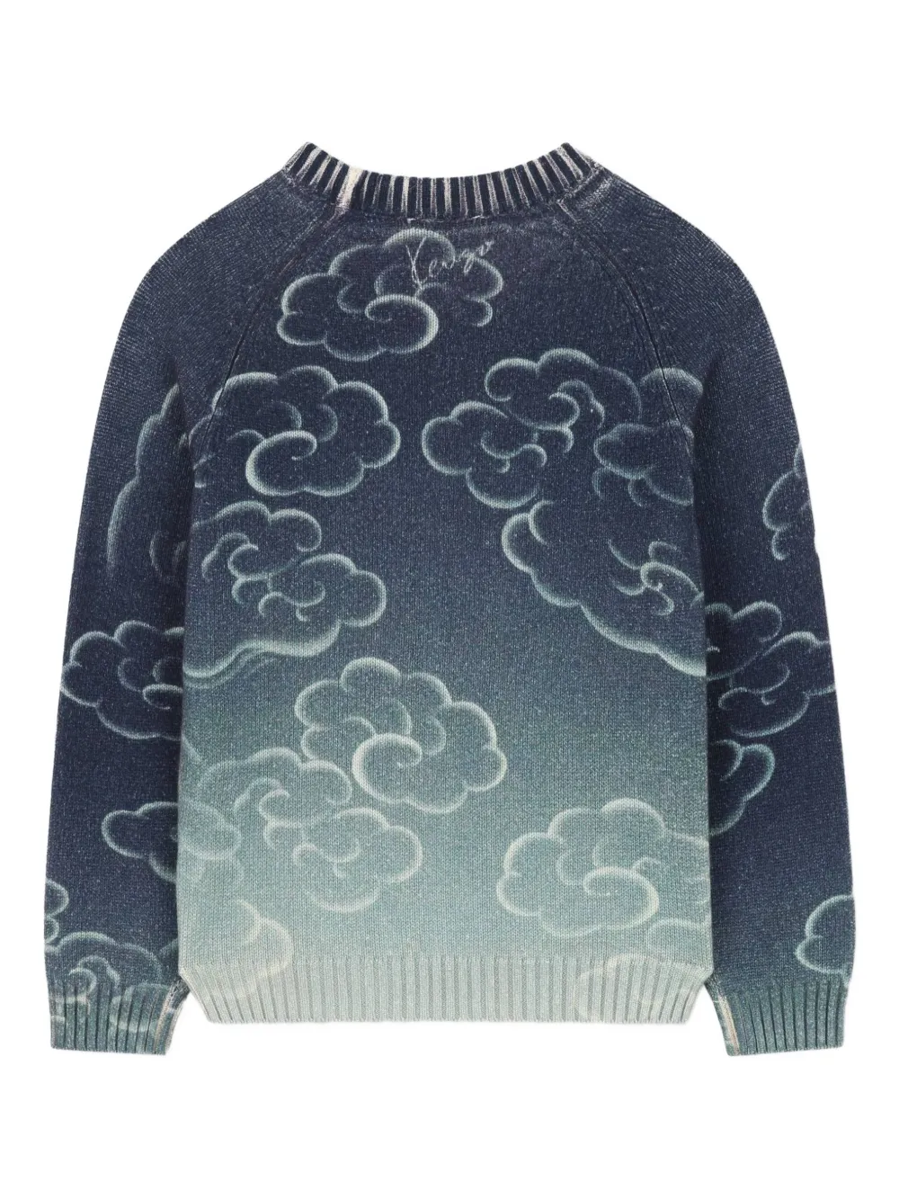 Kenzo Kids Trui met wolkenpatroon en tijgerpatroon Blauw