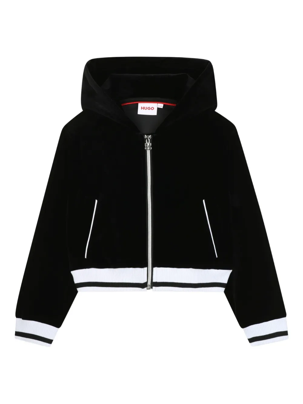 HUGO KIDS Fluwelen hoodie Zwart
