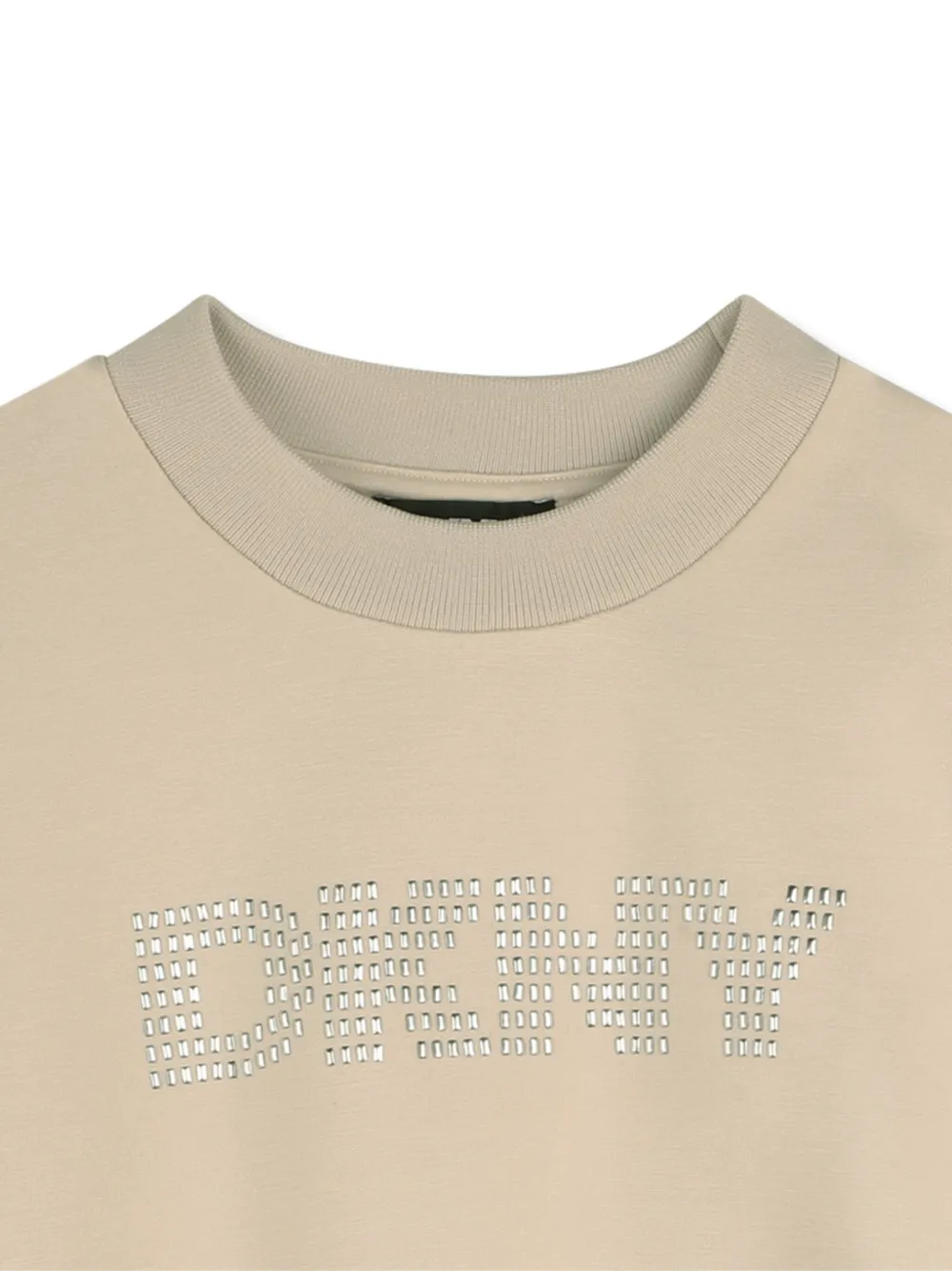 Dkny Kids Sweater met logo van studs en pofmouwen Beige