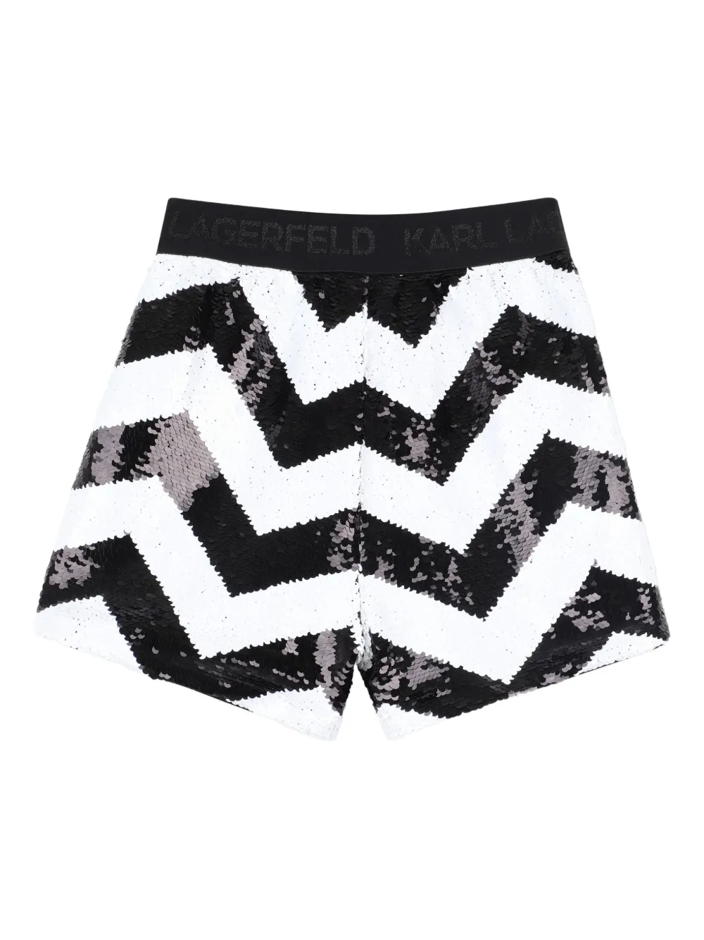 Karl Lagerfeld Kids Shorts met pailletten en chevron streep Zwart