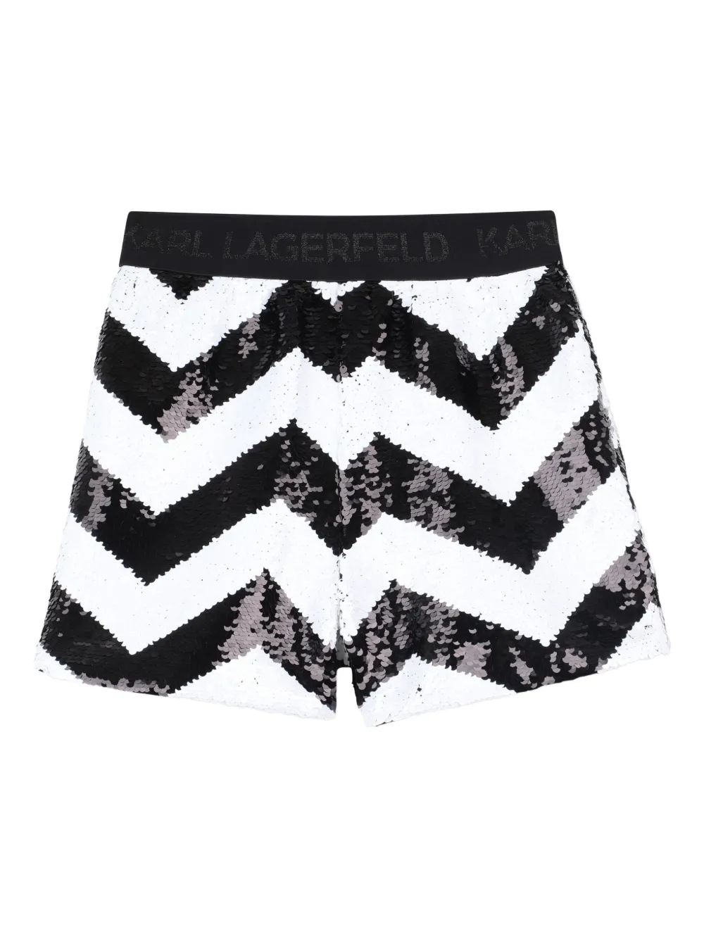 Karl Lagerfeld Kids Shorts met pailletten en chevron streep Zwart