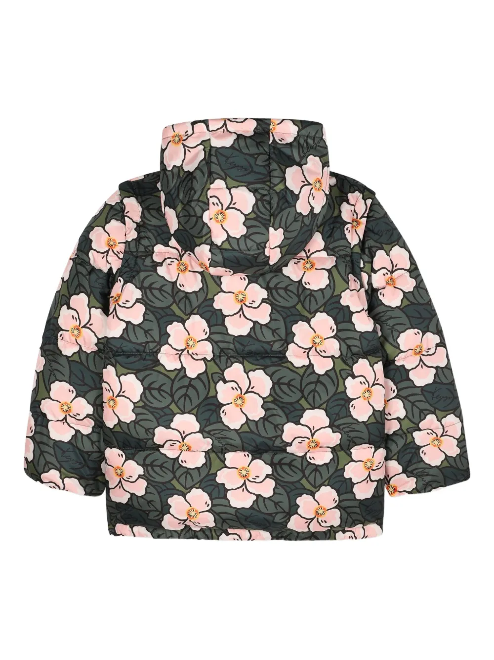 Kenzo Kids Donsjack met bloemenprint Groen