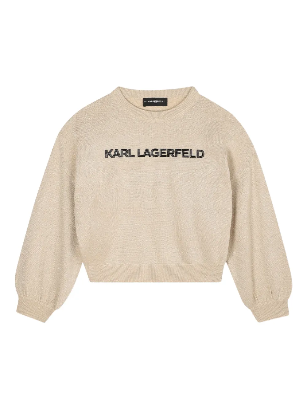 Karl Lagerfeld Kids Trui met ballonmouwen en logo-applicatie Beige