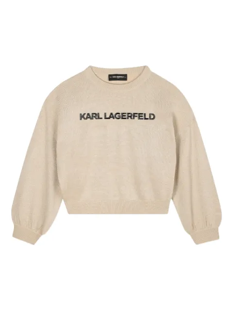 Karl Lagerfeld Kids logo-appliqué balloon-sleeve sweater