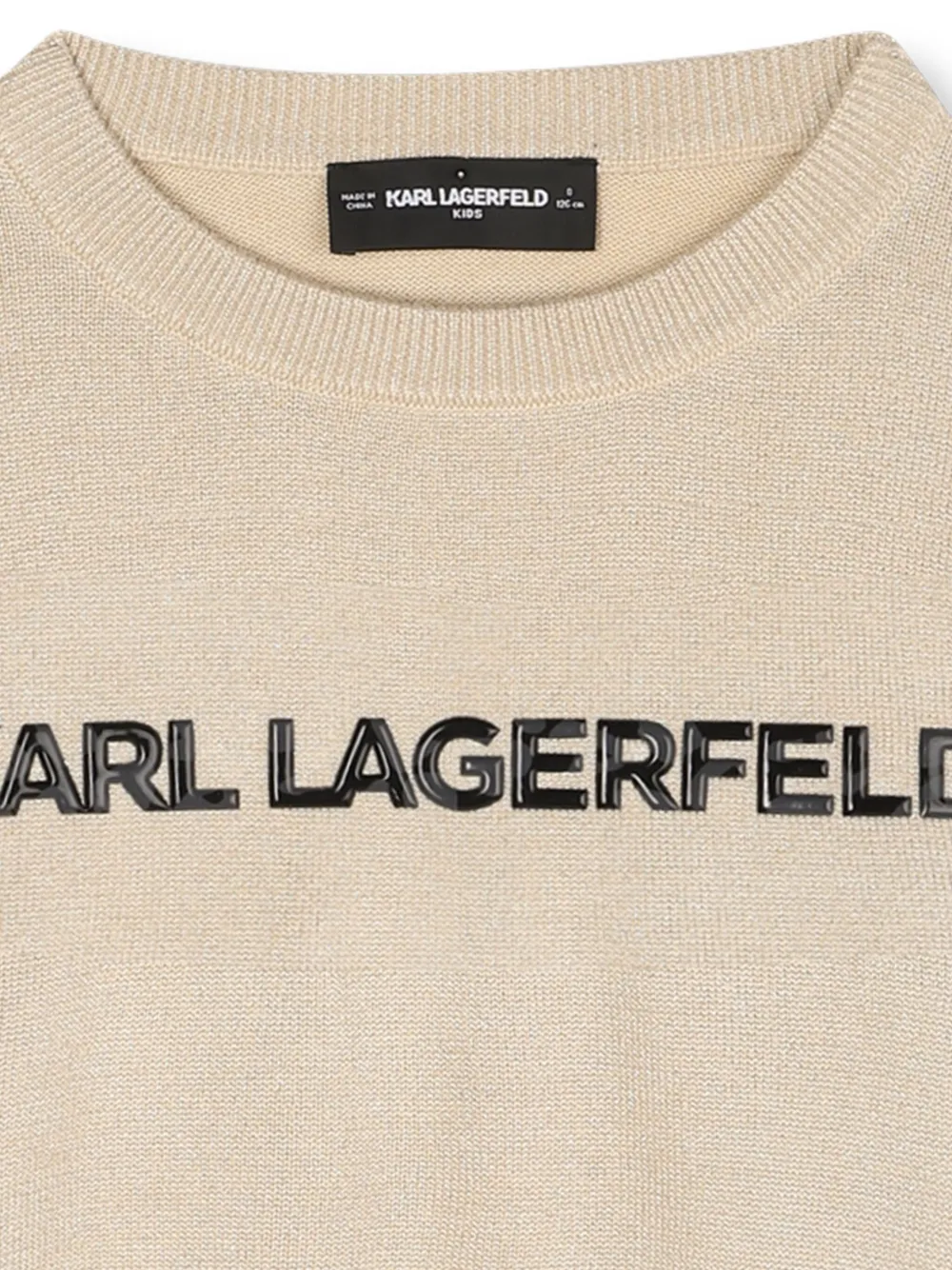 Karl Lagerfeld Kids Trui met ballonmouwen en logo-applicatie Beige