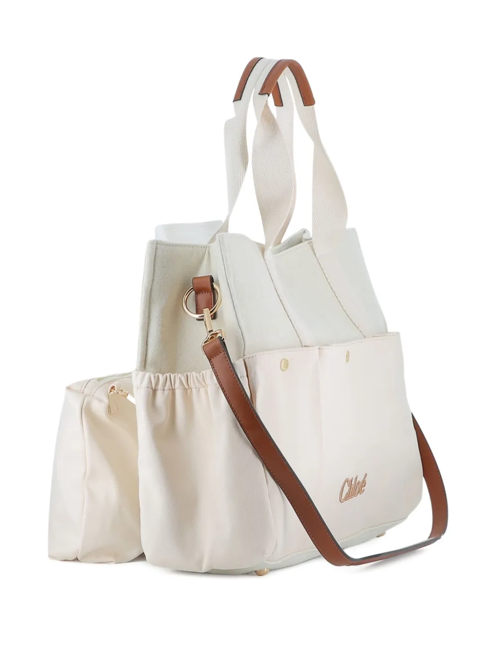 Chloé Kids Luiertas met geborduurd logo Beige