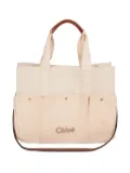 Chloé Kids logo-embroidered diaper bag - Neutrals