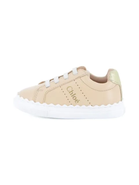 Chloé Kids Tênis de couro com acabamento ondulado