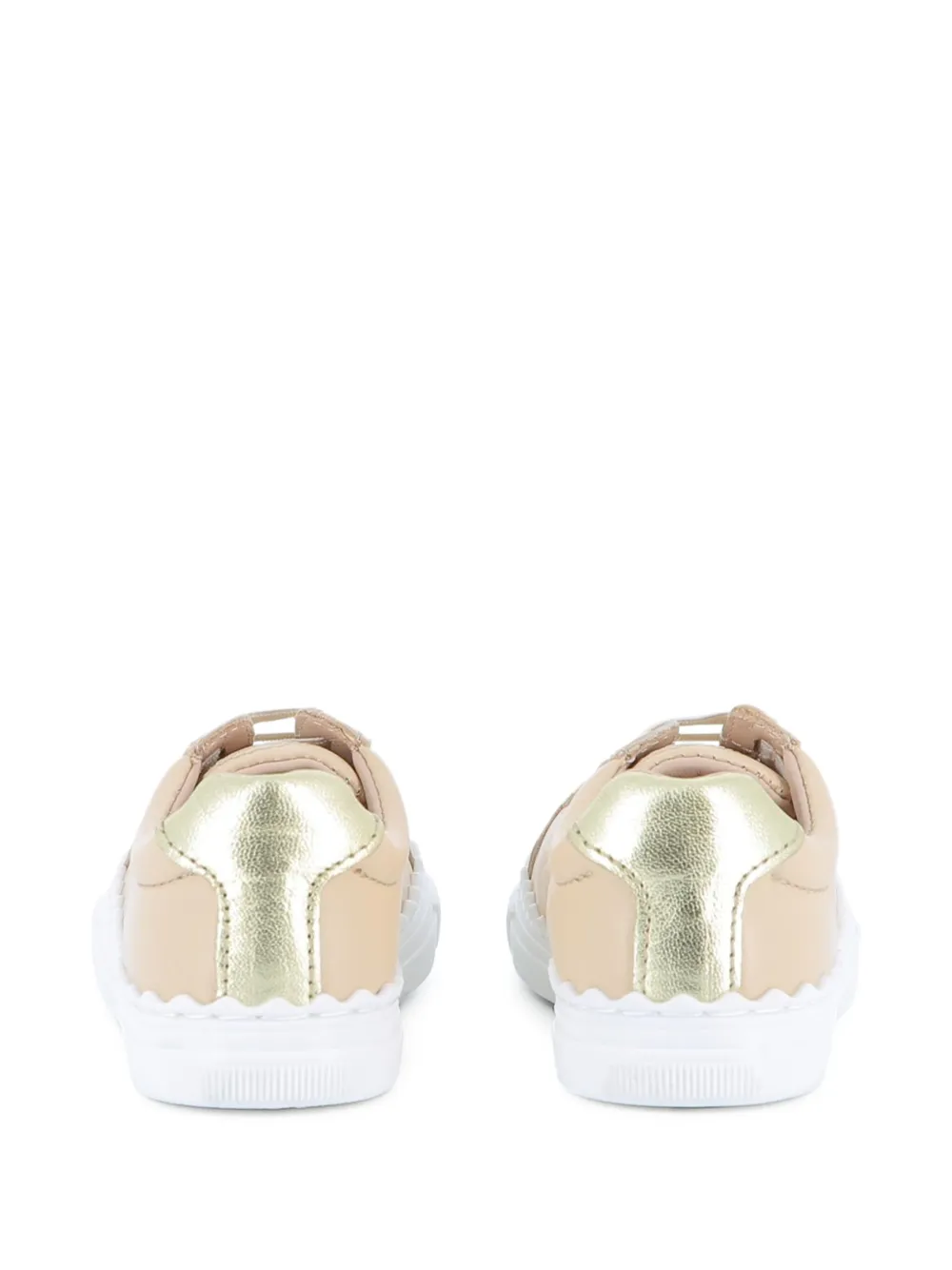 Chloé Kids scalloped-edge leather sneakers Neutrals