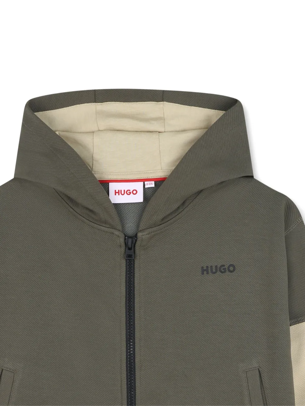 Hugo Boss Colour-block Zip-up Hoodie In Green