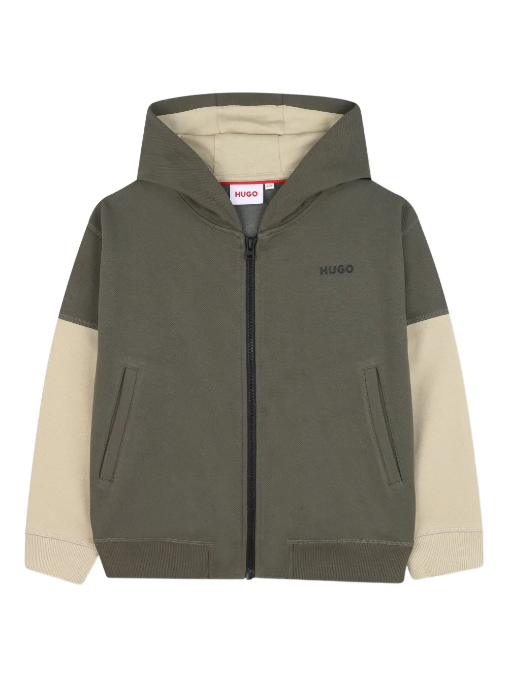 HUGO KIDS colour-block zip-up hoodie | Green | Image 1