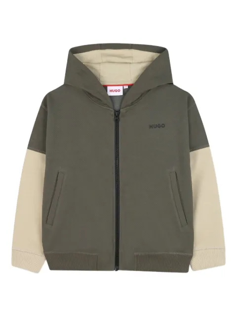 HUGO KIDS colour-block zip-up hoodie
