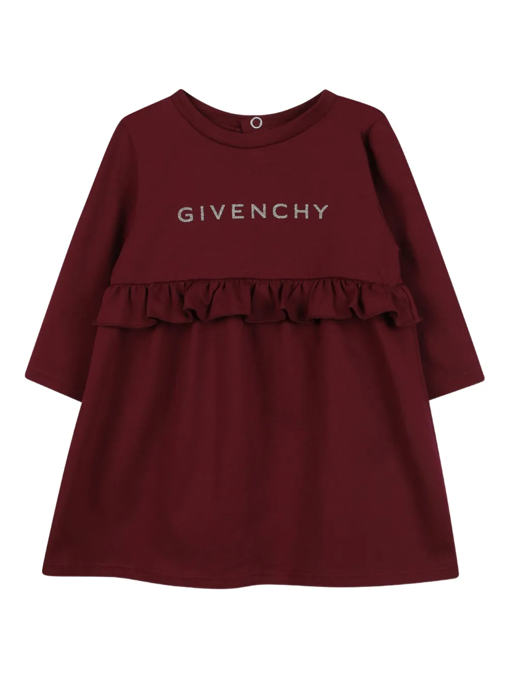 Givenchy Kids Jurk met logoprint en ruches Rood