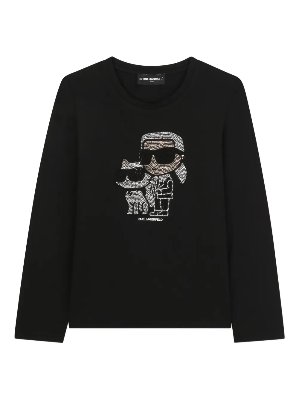 Karl Lagerfeld Kids Ikon top met lange mouwen en verfraaid met stras Zwart